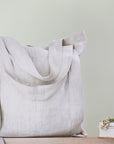 Safari Green and Greyish Mint linen canvas bag with two tones - Linen Couture Boutique