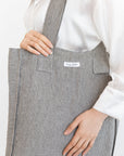 White and Natural check linen weekender bag - Linen Couture