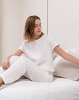 White linen / Natural Linen Pajama set / Linen loungewear / Linen sleepwear - Linen Couture